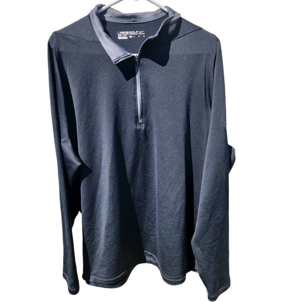 Nike Golf Dri-Fit 1/4 Zip Pullover Mens XL Black Co. Logo Activewear Long Sleeve